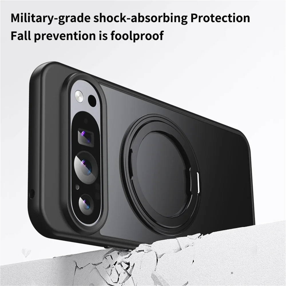 Magnetic Stand Holder Phone Case For Google Pixel 9 8 Pro XL 8A 9Pro For Magsafe 360 Ring Bracket Shockproof Armor Hard Cover