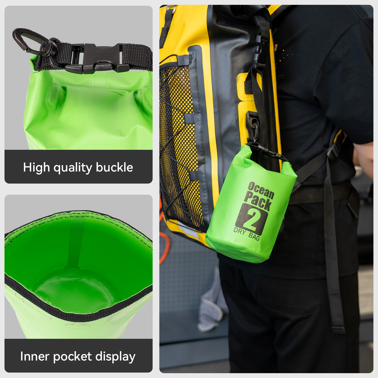 حقيبة Idrybag 2L جافة حقائب مقاومة للماء للنساء والرجال على الشاطئ والتجديف بالقوارب والقصوص والسباحة حقيبة جافة خفيفة الوزن #6