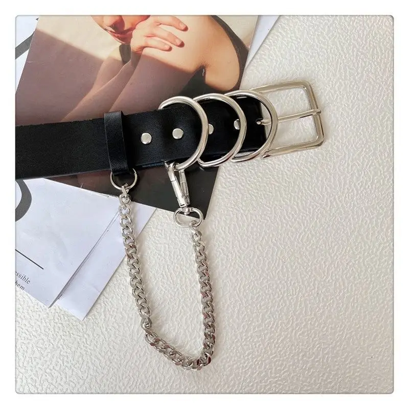 حزام سلسلة فاسق على طراز الشارع الأوروبي والأمريكي للنساء، حزام جينز عصري متعدد الاستخدامات مع بدلة فستان