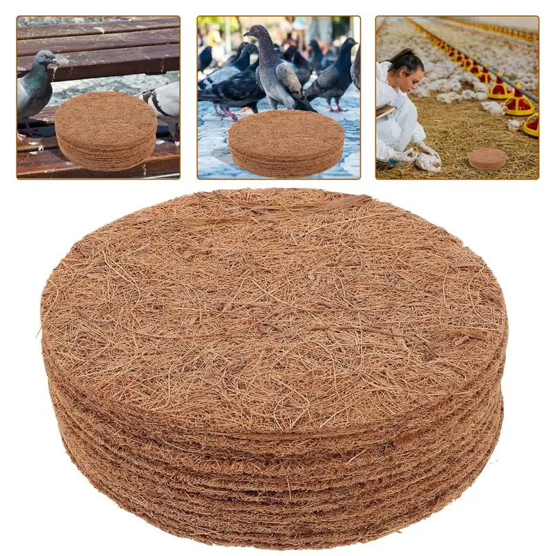 

12Pcs Pigeon Nest With Brown Cushion Bird Pad Durable Mats Round Where Coconut Coir Fiber Nesting Bird Nesting Pads Coconut