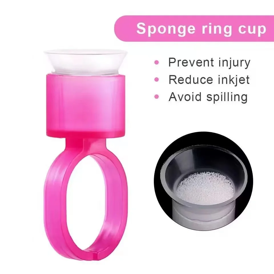 

50/100/pcs Tattoo Sponge Ink Cup Finger Ring Style Recyclable Microblading Pigment Cap PMU Tattoo Acceesories Supplies