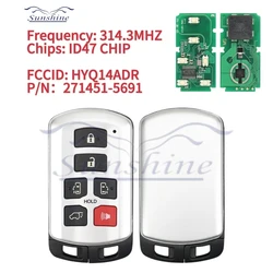 Sunshine car key HYQ14ADR 6 Button Smart Remote Key 314.3MHz ID74 Chip For Toyota Sienna 2011 2012 2013 2014 2015 2016 2017 2018