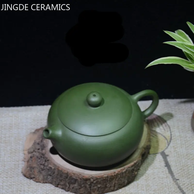 

100ml Yixing Purple Clay Teapot Handmade Flat Xishi Beauty Tea Infuser Raw Ore Green Mud Tea Kettle Chinese Zisha Tea Set