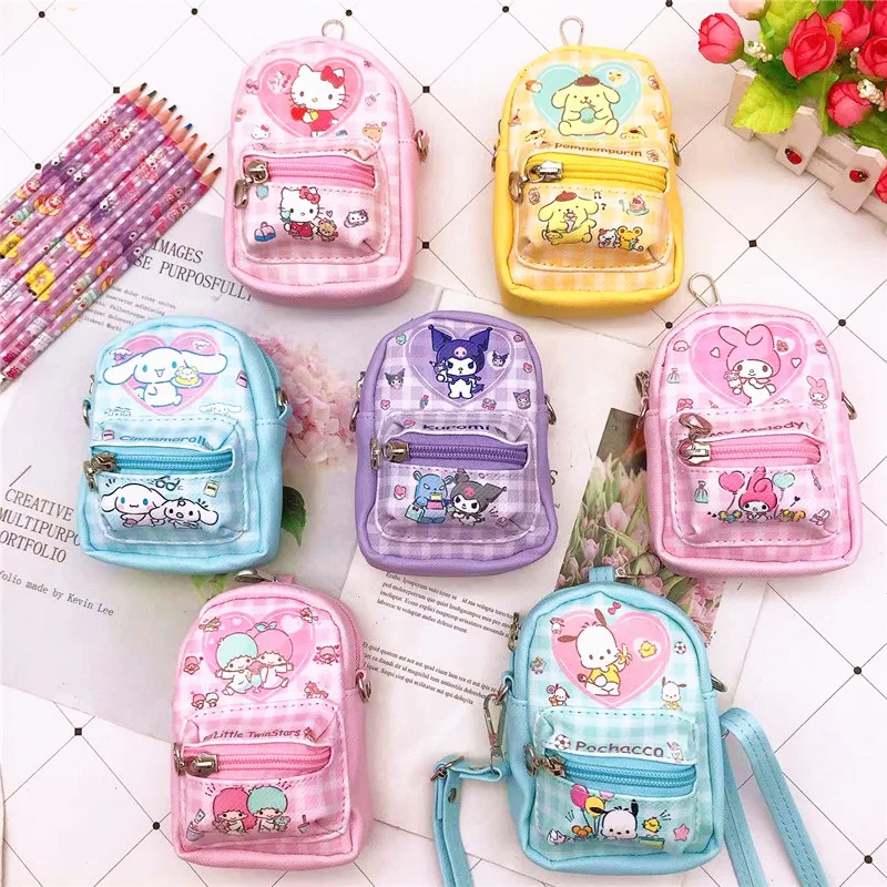 

Kawaii Ins Kuromi Anime Sanrio Hello Kitty Storage Bag Purse My Melody Cartoon Portable Children Coin Earphone Bag Kids Gifts