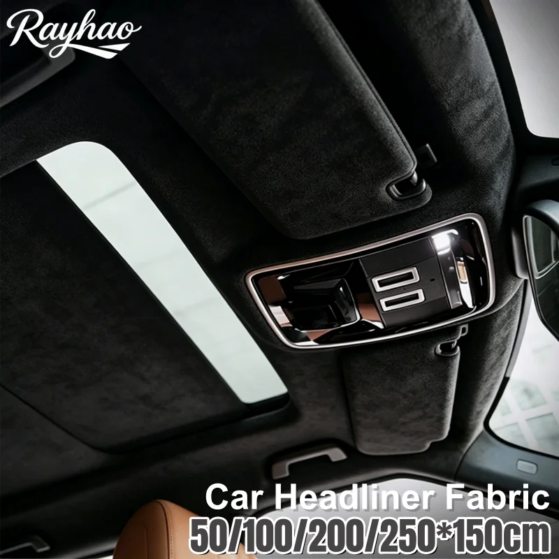 DIY Car Headliner Fabric Non-Adhesive Suede with Foam Backing Automotive Roof Lining Cloth for Replacement Repair Ceiling Door