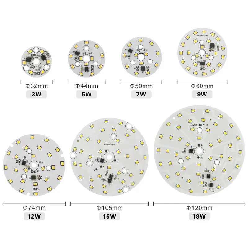 Chip LED para Iluminação Downlight, Contas de Luz Redonda, Spotlight, 3W, 5W, 7W, 9W, 12W, 15W, 18W, SMD 2835, CA 220V-240V