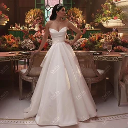 Charming Wedding Dresses Satin Pleat Bridal Gowns Off The Shoulder Princess Robes For Formal Party Vestidos De Novia Customized