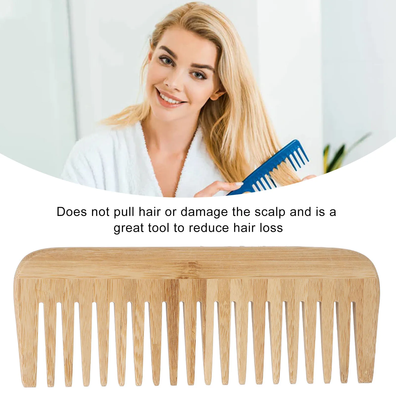 Wide Tooth Comb Flexible Structure Safety Eco Friendly Portable Wet Hair Comb Bamboo Comb for Home Travel Wood Comb