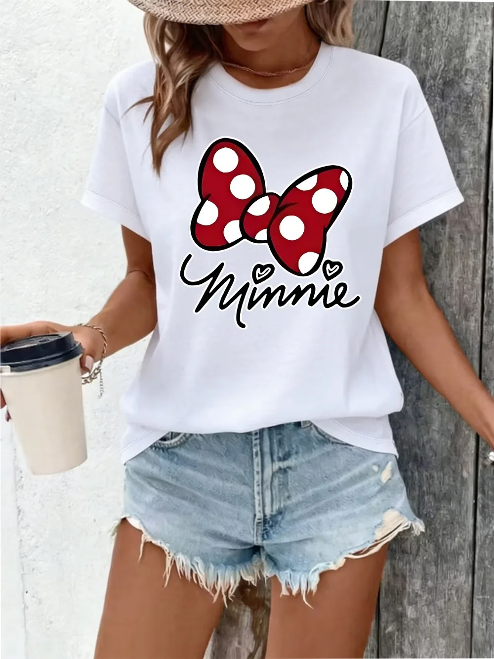 Rote Polka-Dot-Schleife im Minnie-Stil, niedliches Muster, Sommer, neu, erfrischend, atmungsaktiv, klassische, elegante Damenbekleidung – Detail 8