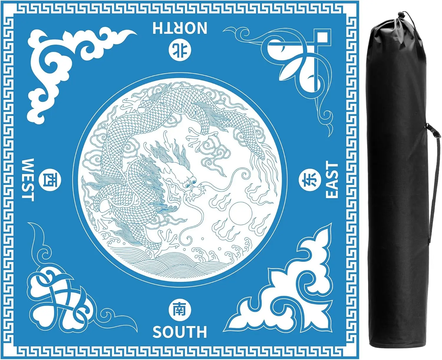 

Anti Slip Mahjong Mat for Table, Noise Reducing Blue Mat with Carrying Bag, 31.5x31.5 inch for Poker, Board Games, Dominoes