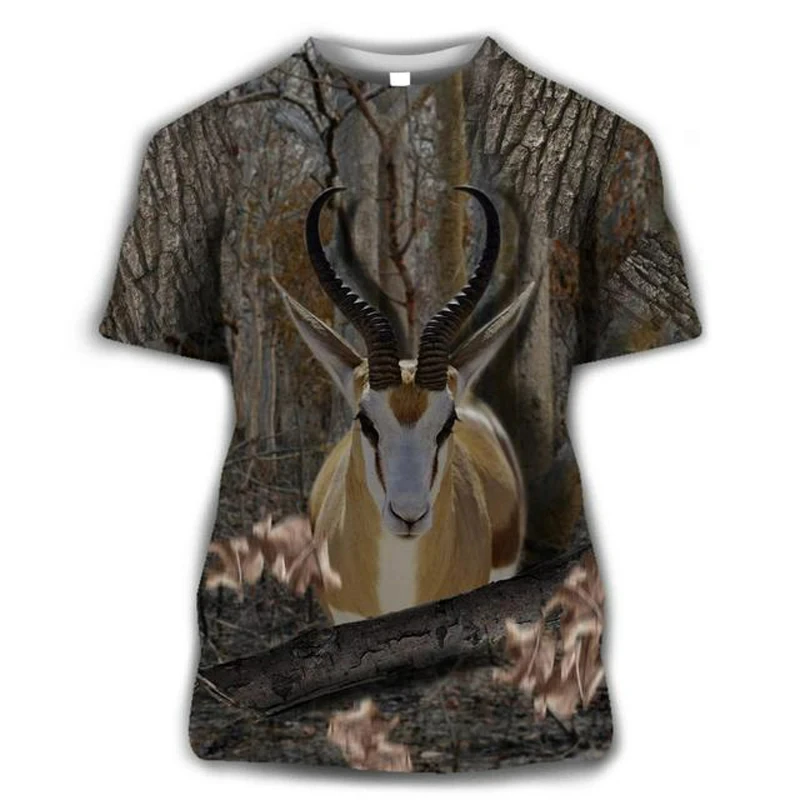 Newest Wild Camouflage Animal hunting Elk Graphic t Shirts 3D Printing Men Women Streetwear Round Neck Top Long Sleeve Tees