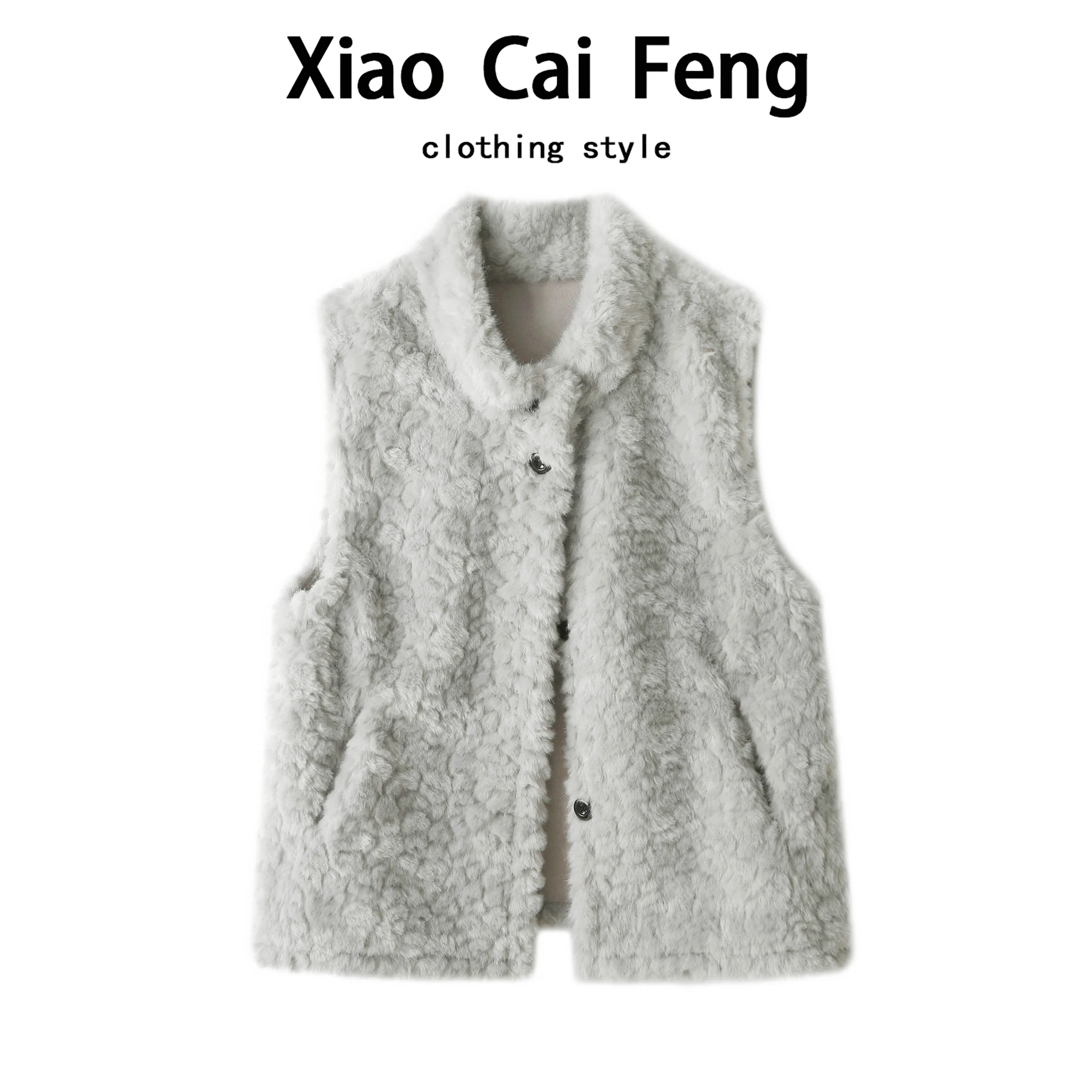 

Sli Women's Leather Fur Inteated Lamb Velvet Vest Svel Outerwear Autumn Winter Faionable Layered Coat