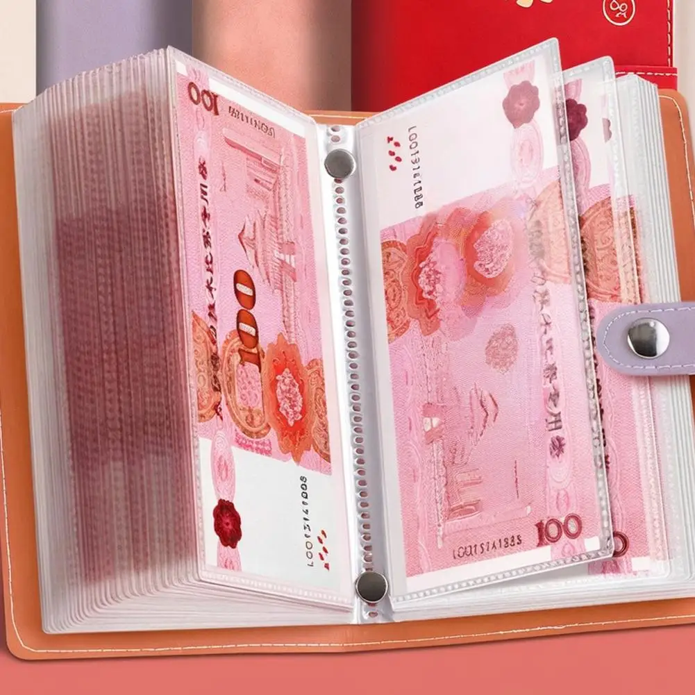 2025 Get Rich Overnight Money Saving Challenge - 100 ซอง, แผ่นออม PU, ความจุขนาดใหญ่, นํากลับมาใช้ใหม่ได้