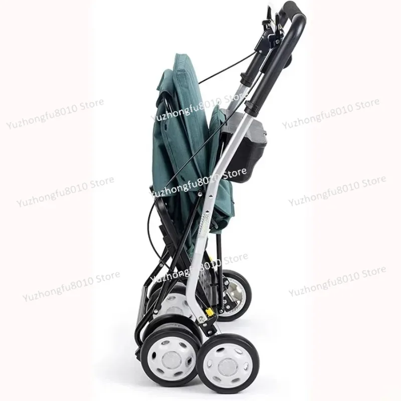 The elderly shopping cart with seat and walker 4 wheel foldable supermarket trolley comfort model rolling trolley