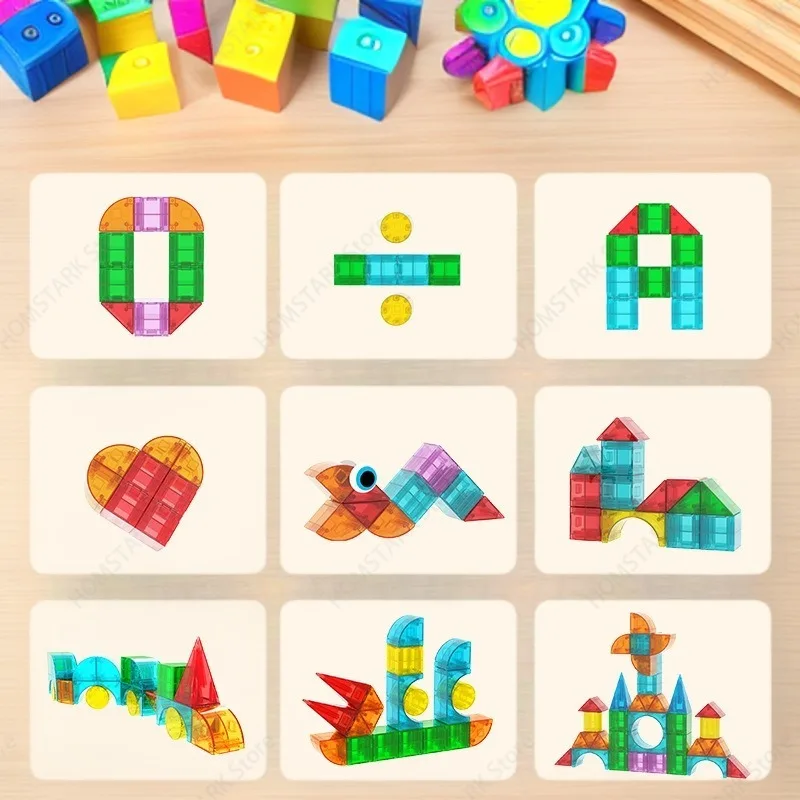 Magnetic Building Blocks Transparent 3DGeometric Shape DIY Construction Toy Kids Intelligence Development Educational PuzzleGame