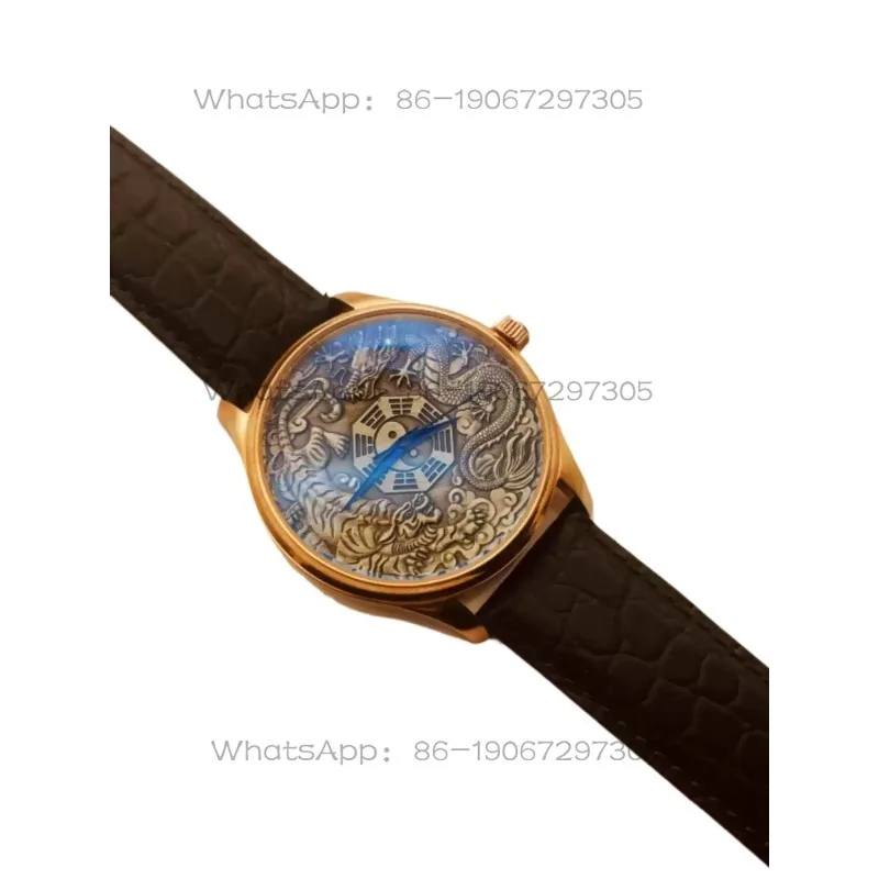 High Relief Blue Dragon White Tiger Gossip Dial Automatic Mechanical Watch Retro Style view 2
