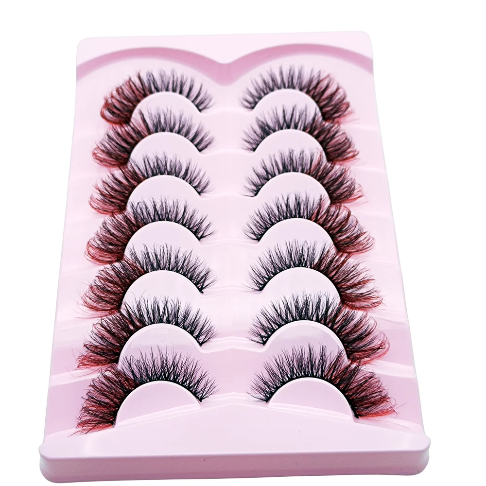 7 pairs Vibrant Red and Black Lash Extensions for Festive Makeup and Stage Performances Sizes Available, Individual Lashes