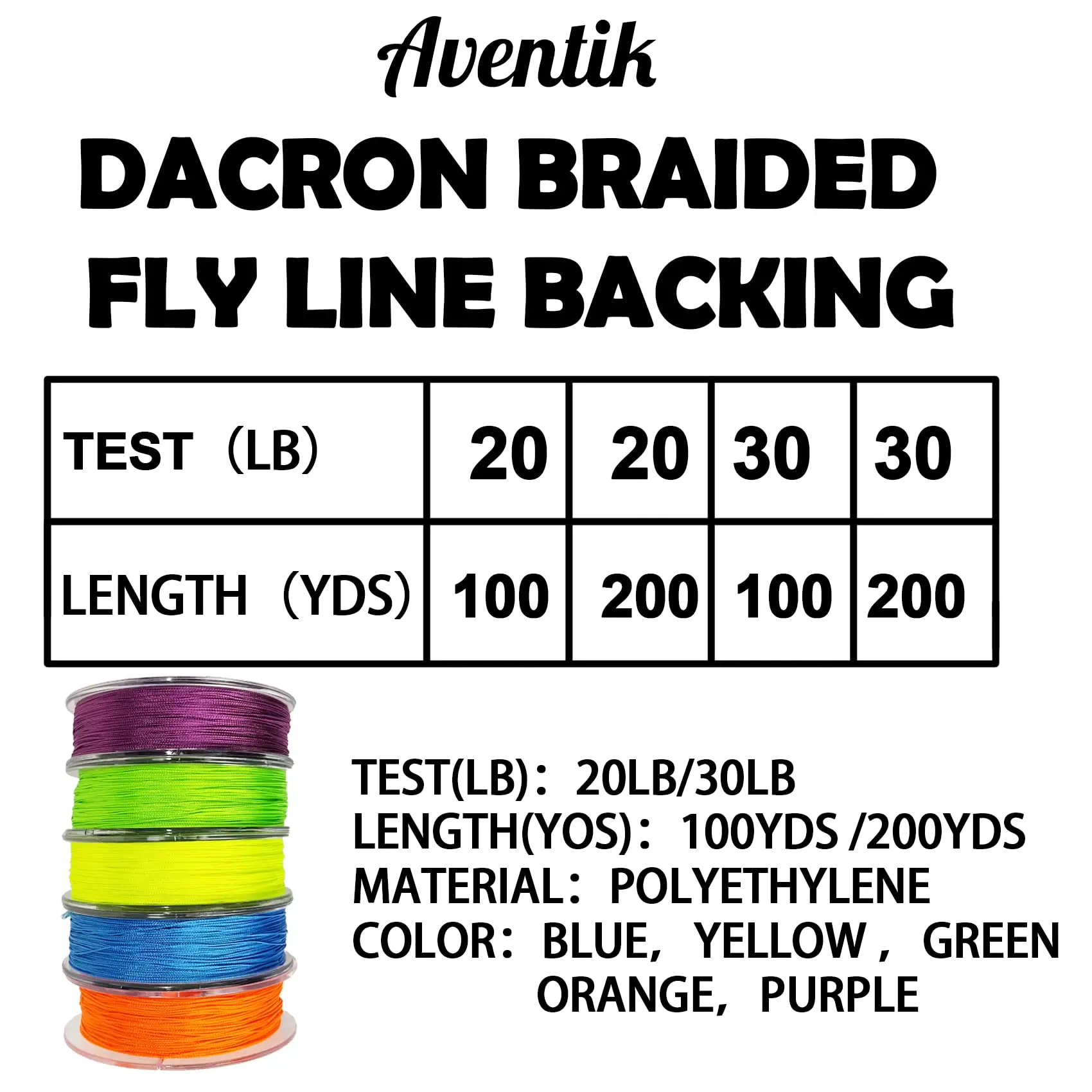 Aventik Fly Backing Line 100YD 91M Dacron Braided 20LB 30LB Strong Fly Fishing Line for Trout Salmon