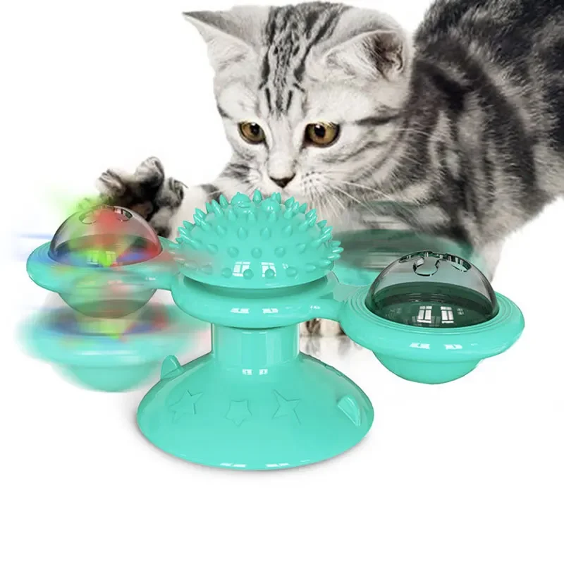 Jouet coule en forme de moulin à vent pour chat, jeu éducatif avec plateau tournant rotatif pour chaton, fournitures pour animaux de compagnie