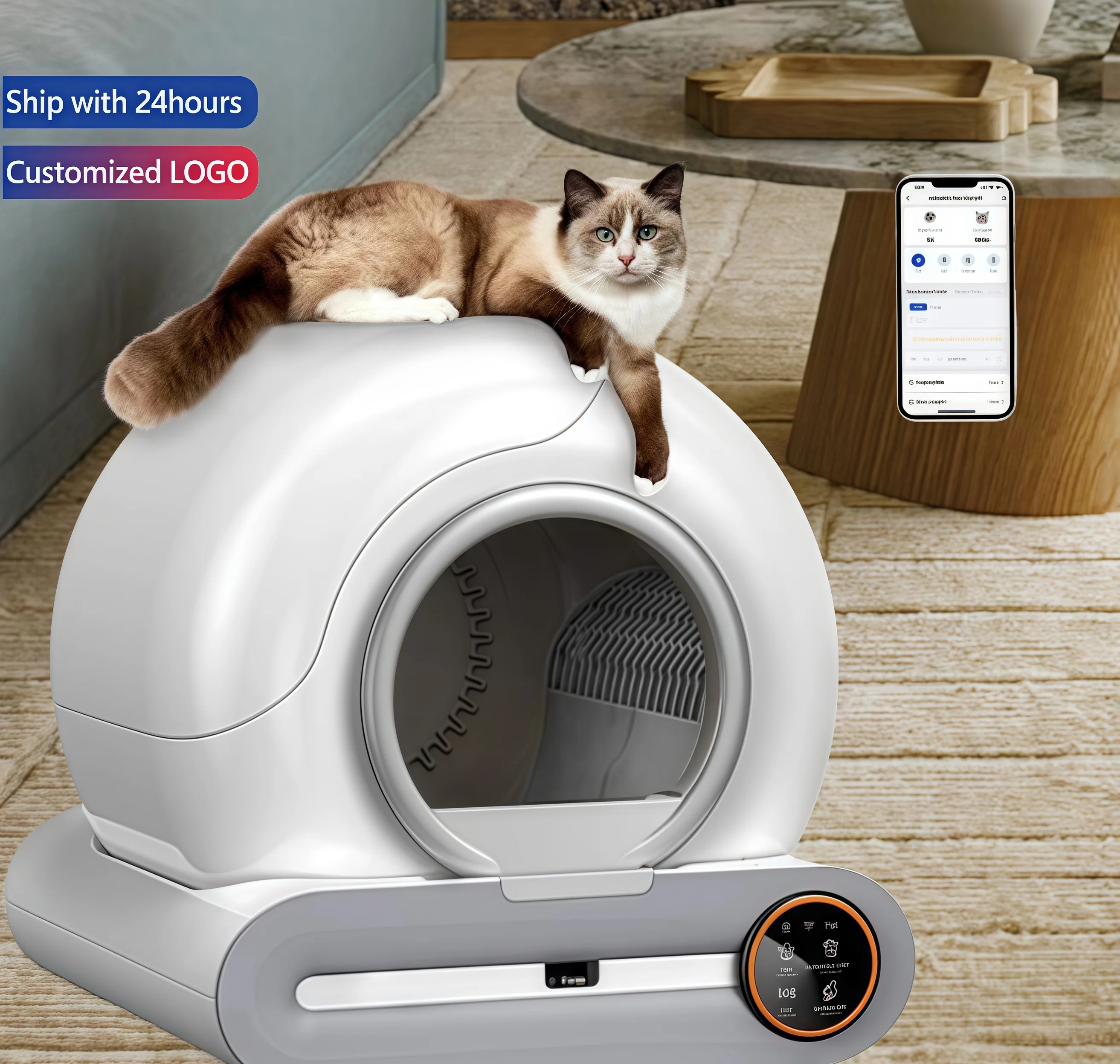 

Tonepie 65L Automatic Cat Litter Box Smart App Control Self Cleaning Fully Enclosed Pet Toilet Easy Clean Feature Made Plastic