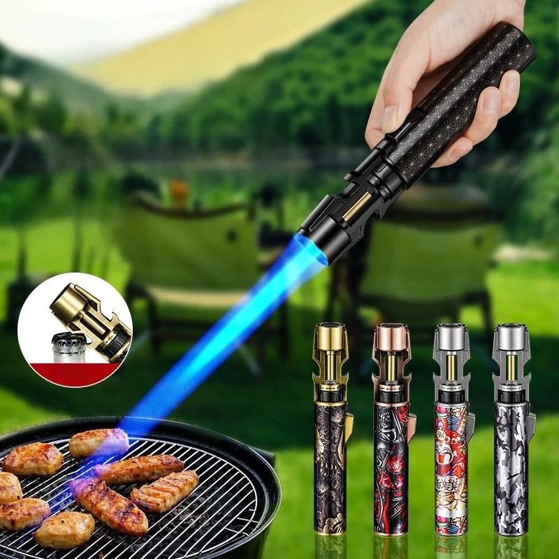 

Outdoor Windproof High Flame Bottle Opener Spray Gun Lighter Metal Portable Flame Jet Inflatable Cigar Camping Kitchen Lighter