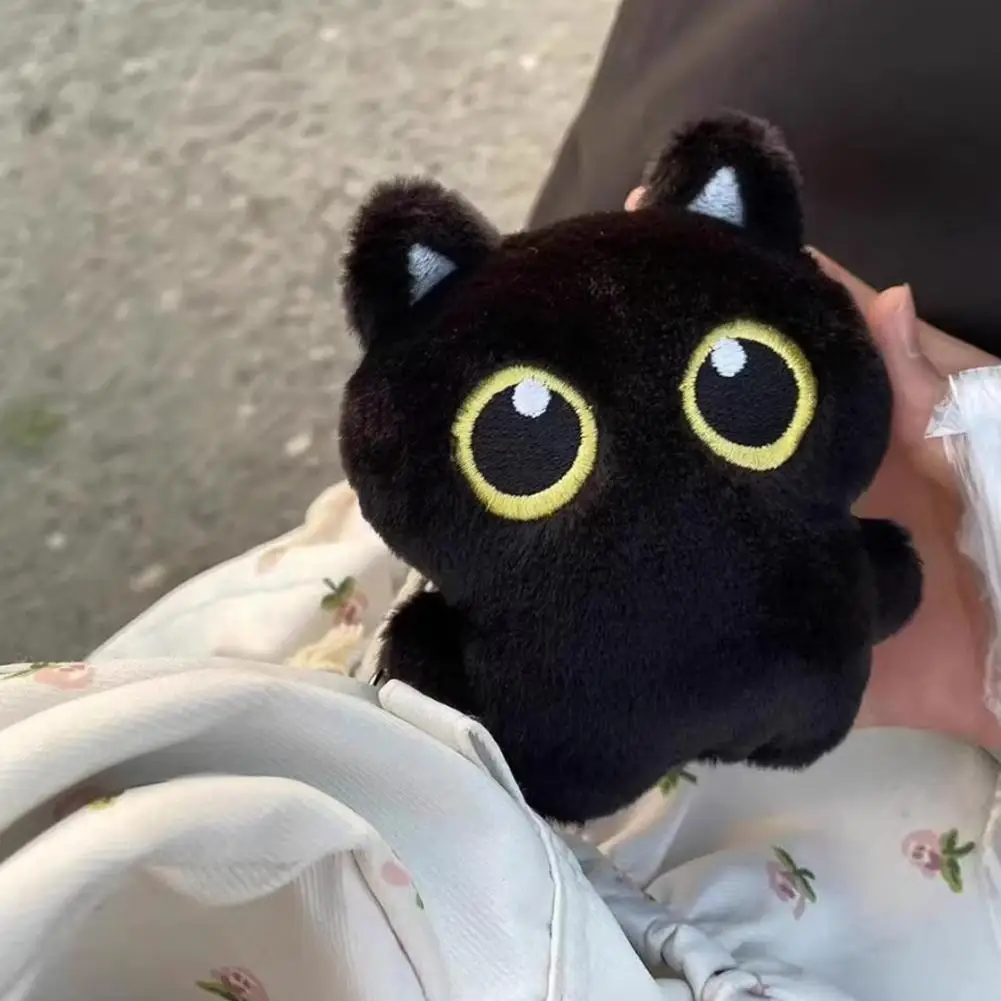 黒猫人形ペンダントキーホルダーかわいいパイロット小さな黒猫ぶら下げバックパックキーホルダークリエイティブ猫ぬいぐるみキーホルダー電話用ギフト