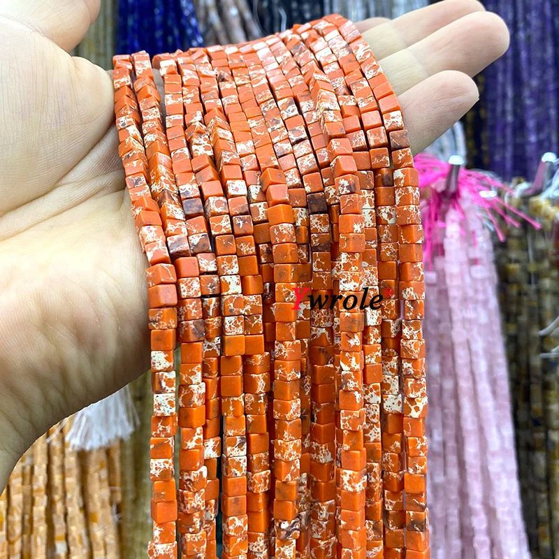 4x4mm Square Natural Stone Amazonite Cube Loose Spacer Beads for Jewelry Making Diy Earrings Bracelets Charms Accessories