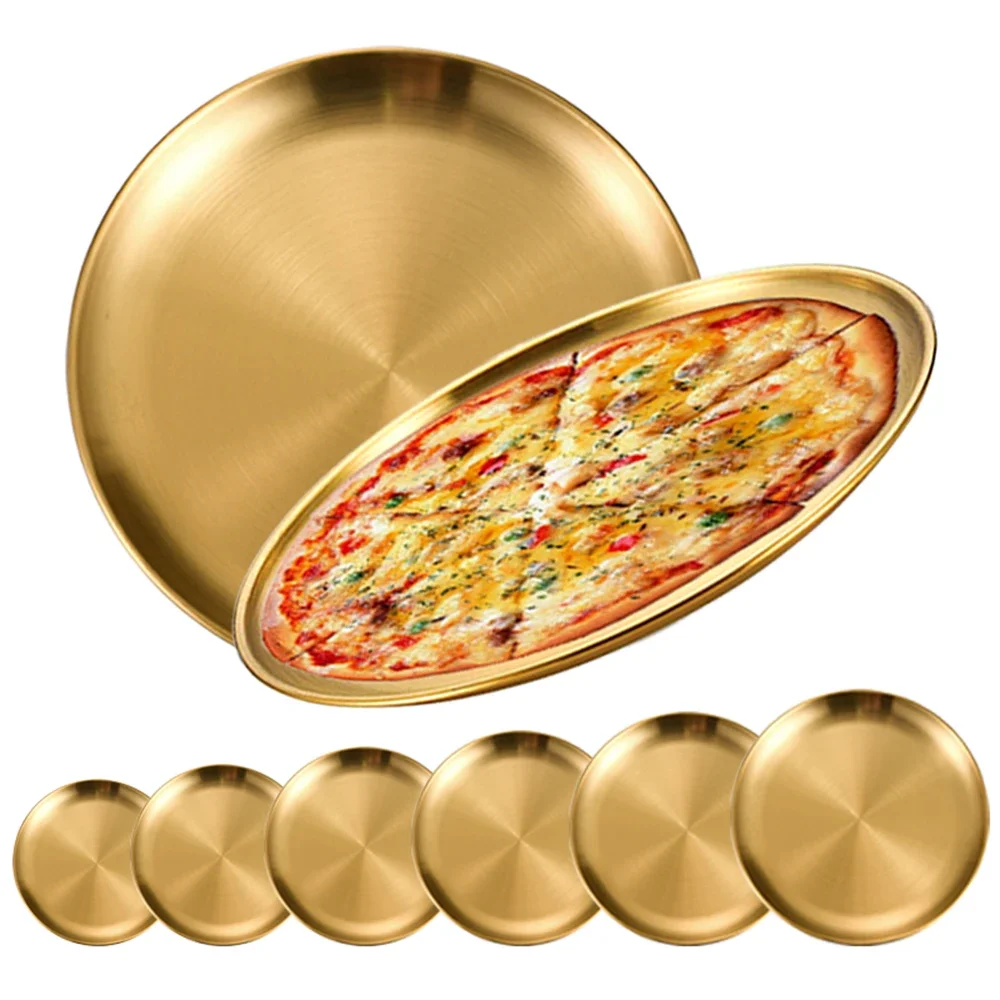 2Pcs Stainless Steel Metal Dining Disc Round Bone Spitting Dish High Quality Gold Tray Fruit Meat Dessert Plate Kitchen Tools