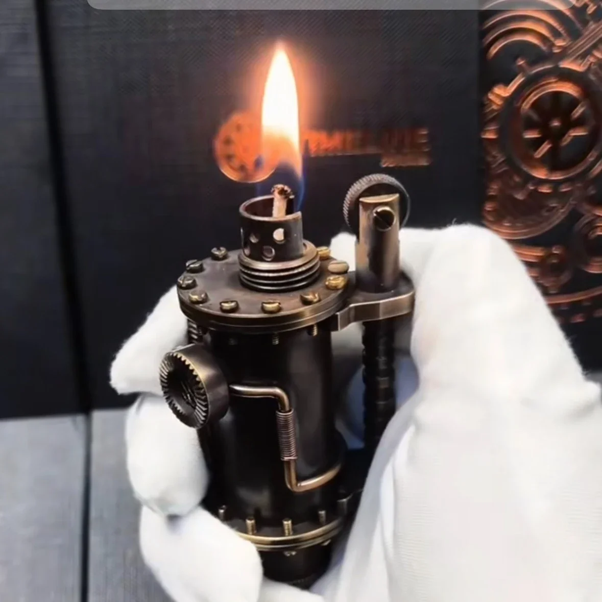 Retro Steampunk Brass Kerosiene Lighter, Multi-gear Mechanical Structure, Handmade Collection-grade Ignition Tool