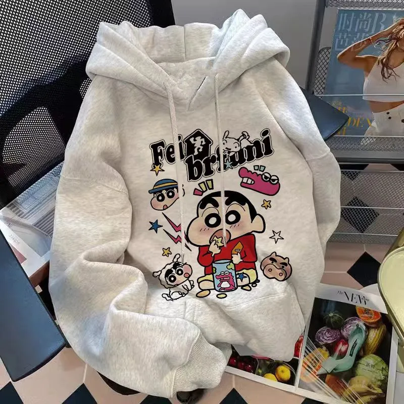 هودي مطبوع بتصميم كرايون شينتشان الياباني الرجعي للجنسين، ملابس خارجية فضفاضة للخريف والشتاء بأكمام طويلة من نسيج البوليستر ا... #4