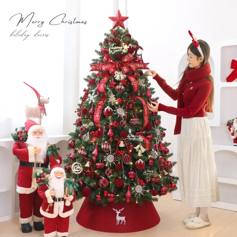 For New Simulated Christmas Tree Set Burgundy Style Home Large Decorative Ornament Same Style