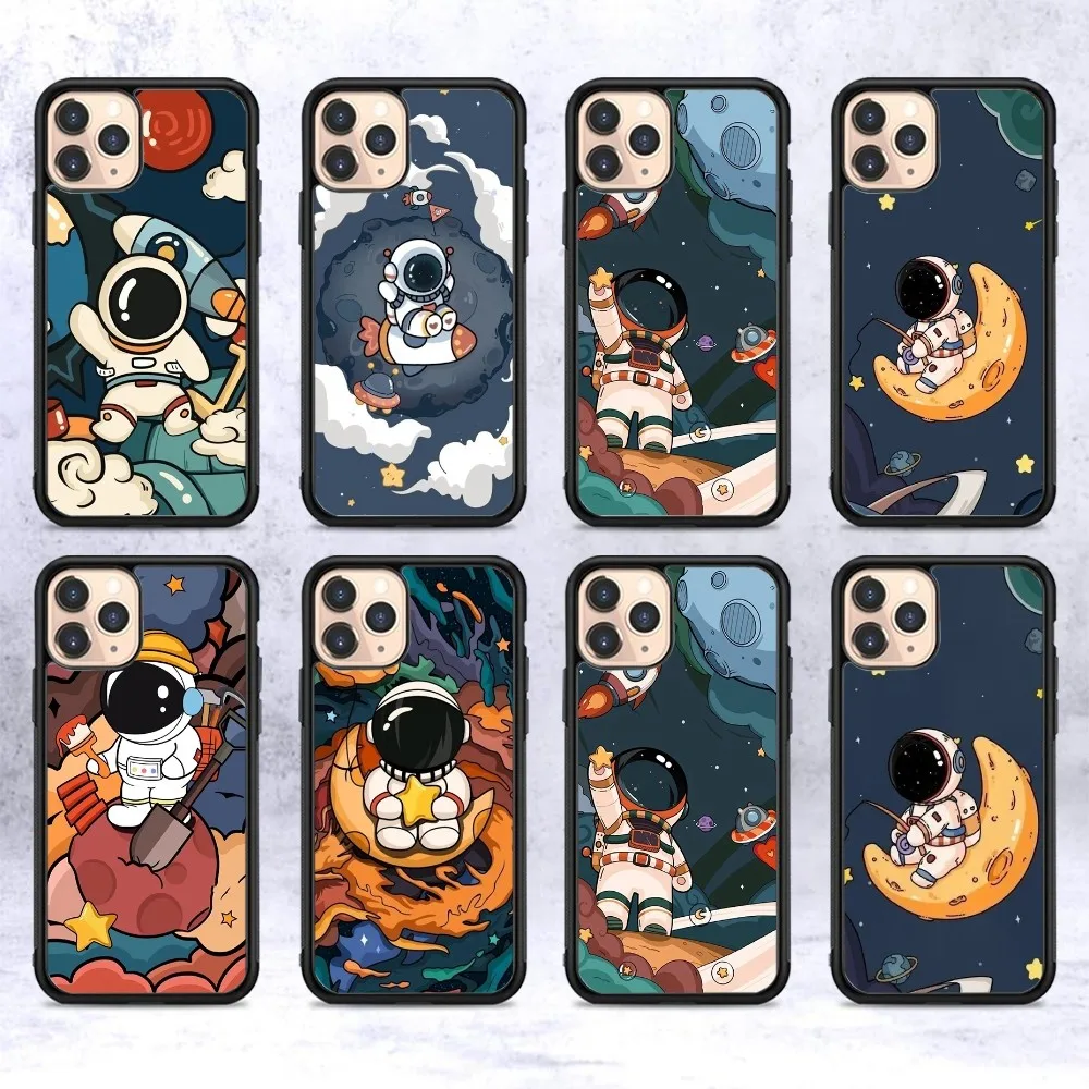 

Cartoon Astronaut Phone Case Silicone PC+TPU For Samsung S10 20 30 22 23 24 Plus Lite Ultra Cover