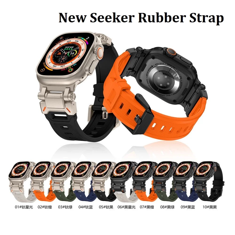 

Ремешок металлический резиновый для Apple Watch Ultra 2 / 1 (49 мм) S9 Series 8 7 6 5 4 3 2 SE SE2 (45 мм 44 мм)