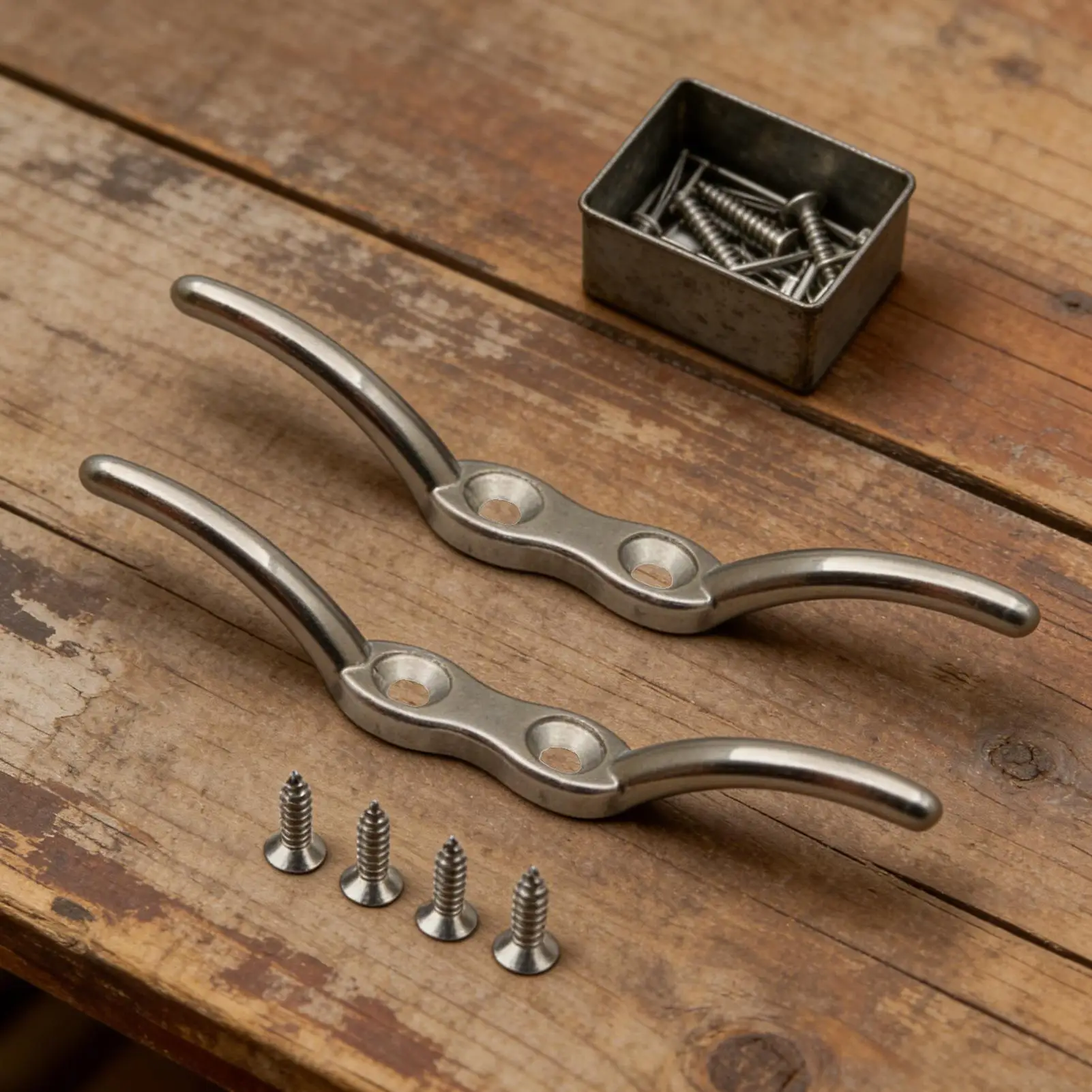 Cleat Hook For Flag Pole 2 Pieces Marine Grade Stainless Steel Accessories Rope Cleat Hook With Screws For Ship Kayak Canoe
