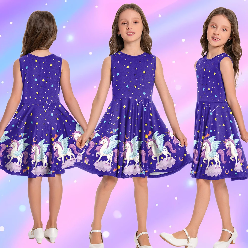

Cosplay Unicorn Dress Kid Girl Holiday Party Unicorn 3D Print Costumes Children's Day Dress Up Summer Sleeveless Fancy Dress