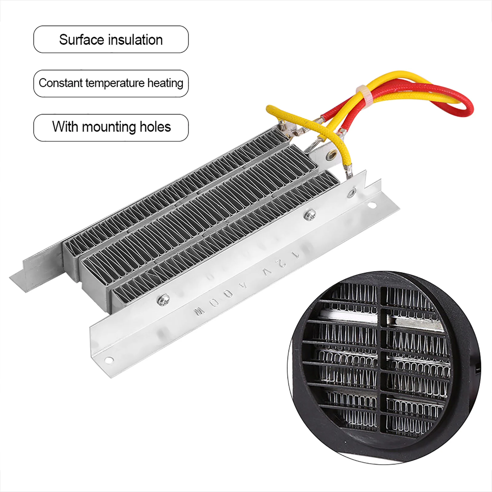 

PTC Heating Element, PTC Air Heater, 12V 400W Electric Ceramic Heater Thermostatic Insulation PTC Heating Element