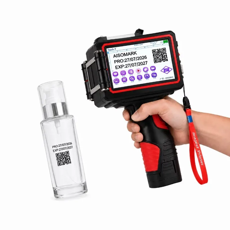 AISOMARK 25.4mm Portable Handheld Inkjet Printer, Smart Coder for Carton Date Batch Flex Egg Industrial Use