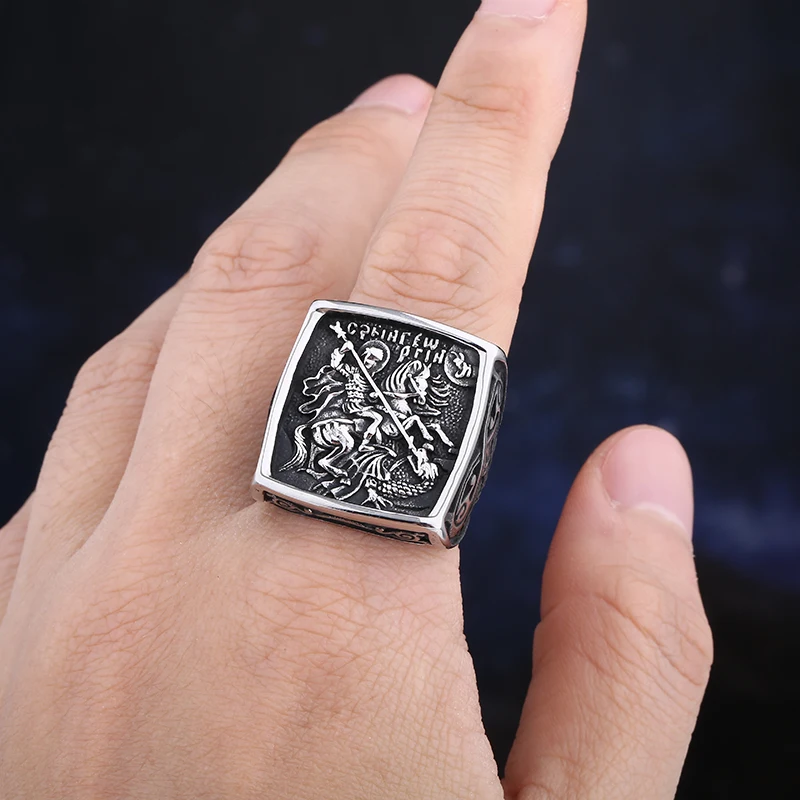 2024 New Vintage 316L Stainless Steel Special Knight Ring Fashion Good Detail Chic Fancy Jewelry Freeshipping For Man