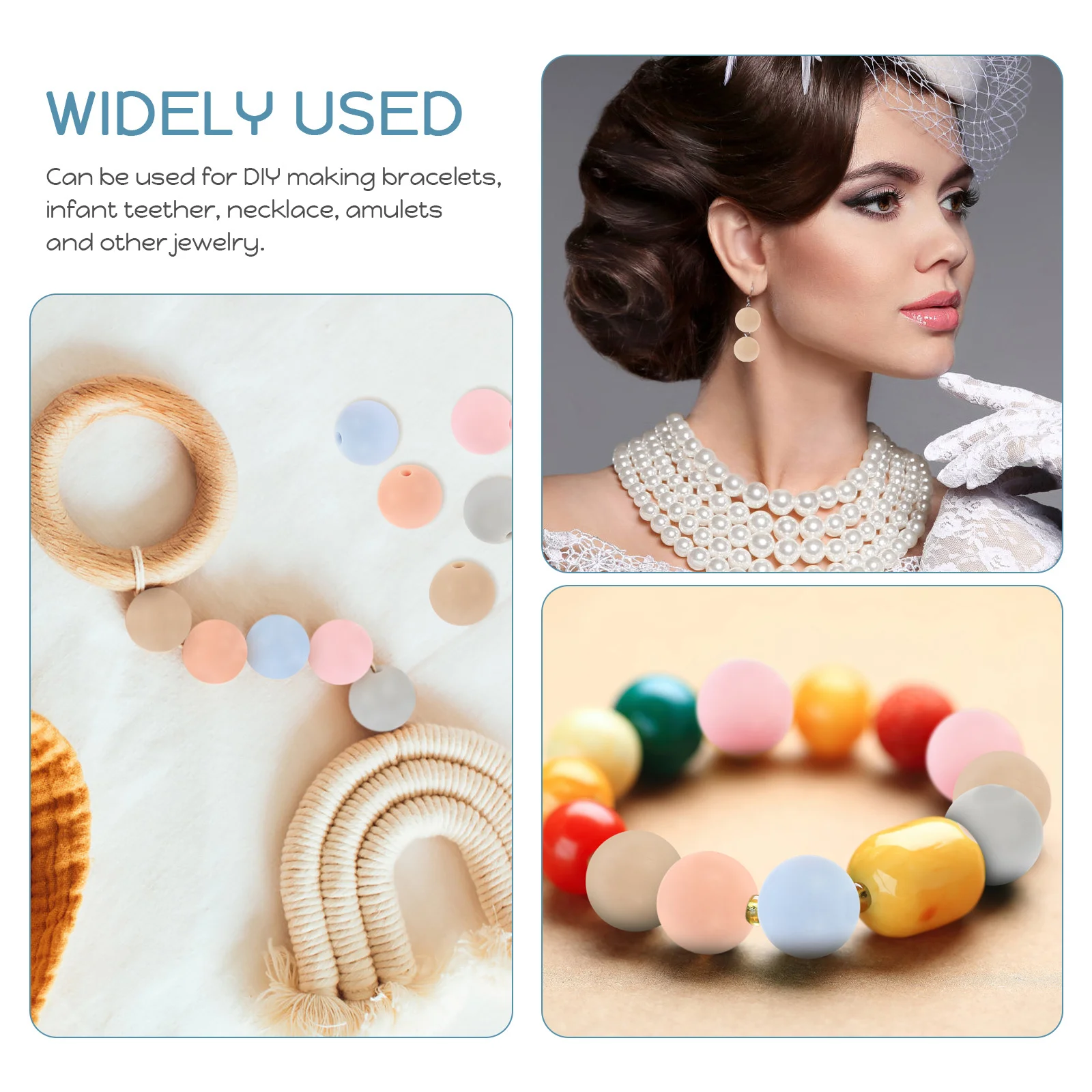 

100Pcs Silicone Beads Durable Round Spacer Beads for DIY Necklace Bracelet Jewelry Making Crafts Bracelet DIY Bead