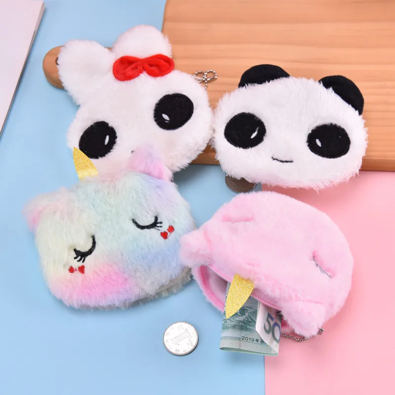 10cm neue Cartoon niedlichen Panda Kaninchen Plüsch Geldbörse Münz tasche Mädchen Lippenstift Tasche Bluetooth Headset Datenkabel Aufbewahrung tasche