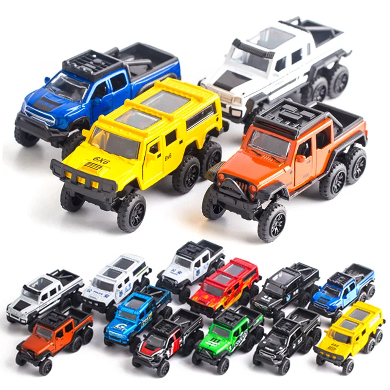

1:60 6X6 Alloy 6-wheel Off-road Vehicle Model Open Door Pull-back Car Model Twisted Egg Doll Machine Toy Cake Ornaments