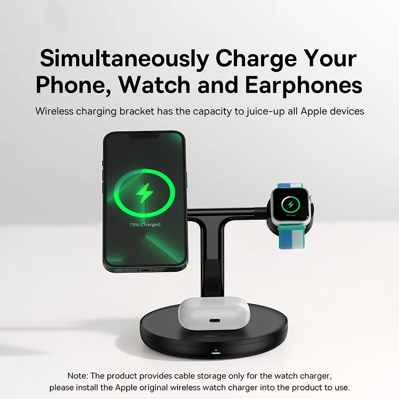 Baseus 3 in 1 20W Magnetic Wireless Charger Stand For iPhone 15 14 Pro Airpods Apple Watch Phone Fast Charging Station Holder