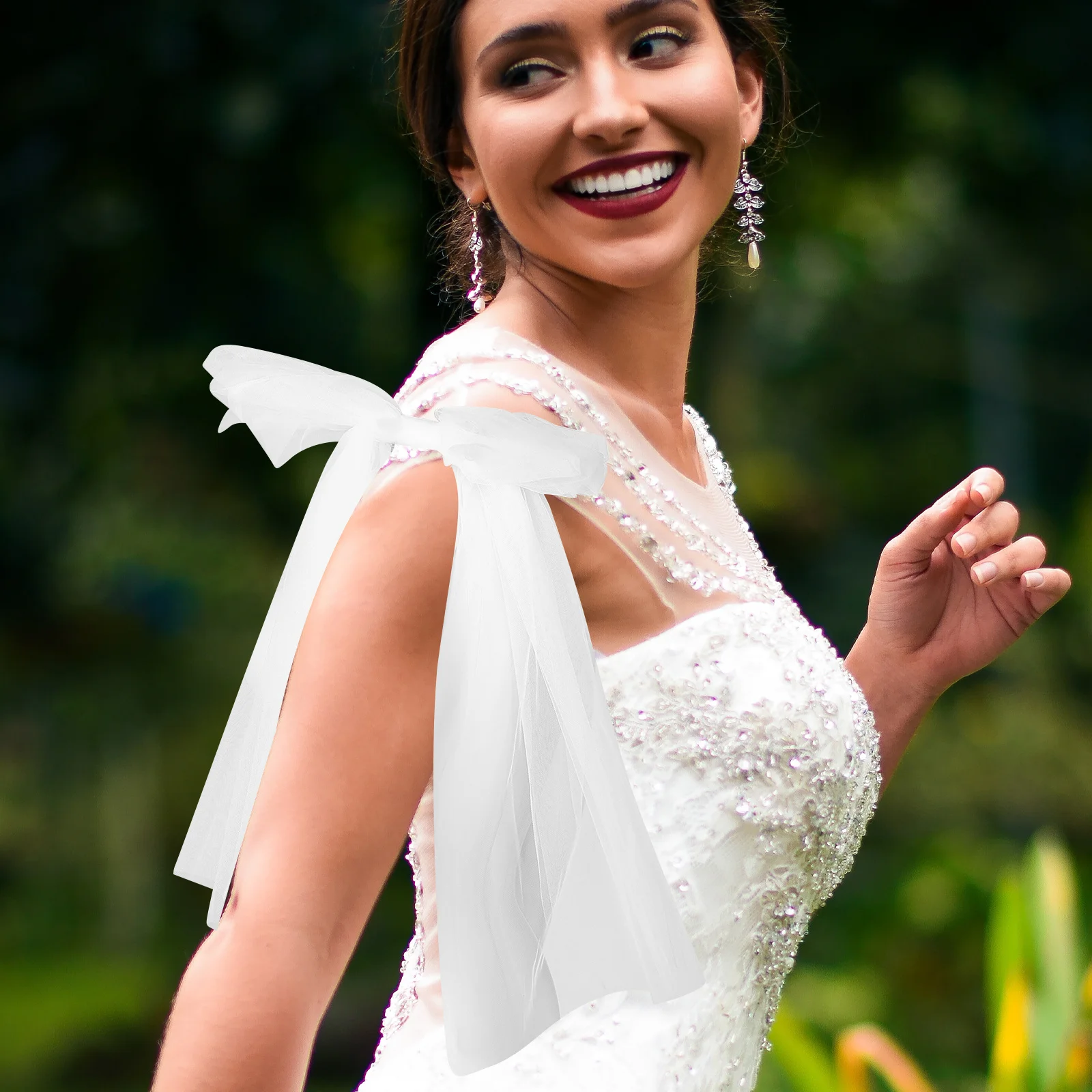 

1 Pair Of Detachable Dress Sleeve Wedding Dress Shoulder Sleeve Bow Style Shoulder Decor Women Clothing Accessory Wedding