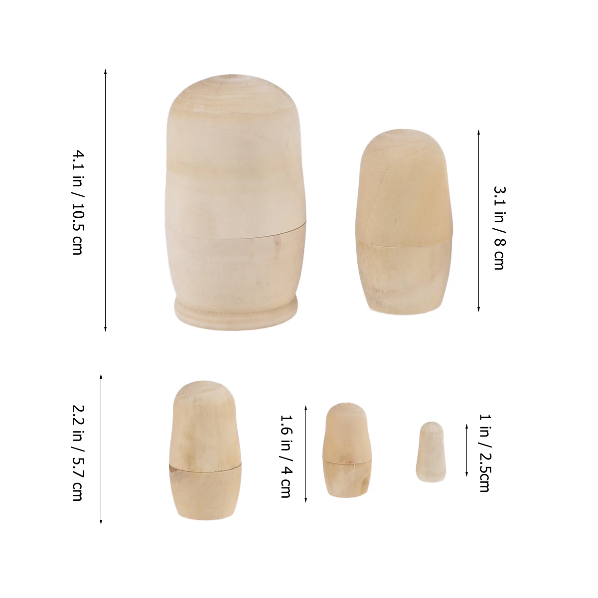 

5 Pcs DIY Russian Nesting Baby Matryoshka Personality Unpainted Bamboo Child