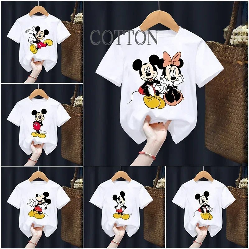 

Summer Disney Mickey Mouse Children Cotton T-Shirt Kawaii T Shirt Anime Cartoon Casual Clothes Tee Shirt Kid Girl Boy Y2K Top