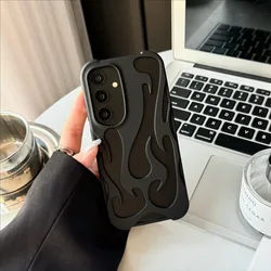 Electroplating 3D Flame Pattern Phone Case for Samsung Galaxy S25 S24 S23 S22 Ultra A55 A16 A06 A15 A54 Frosted Shockproof Cover