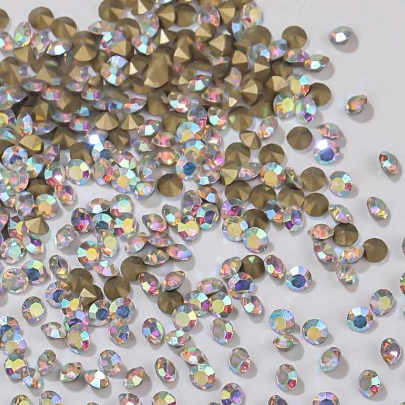 1 conjunto de strass transparentes com glitter, não hotfix, parte traseira lisa, costura/tecido/decoração de strass para arte em unhas