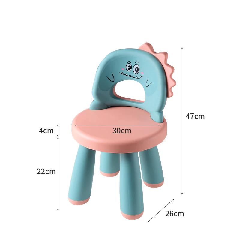 Silla trasera de plástico para niños, asiento grueso de dibujos animados para guardería, sala de estar, comedor, silla de Camping antideslizante