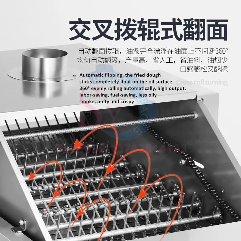 Automatic Flip Fried Twisted Stick Frying Machine Oil-Water Separation Fried Dough Sticks Making Production Equipment