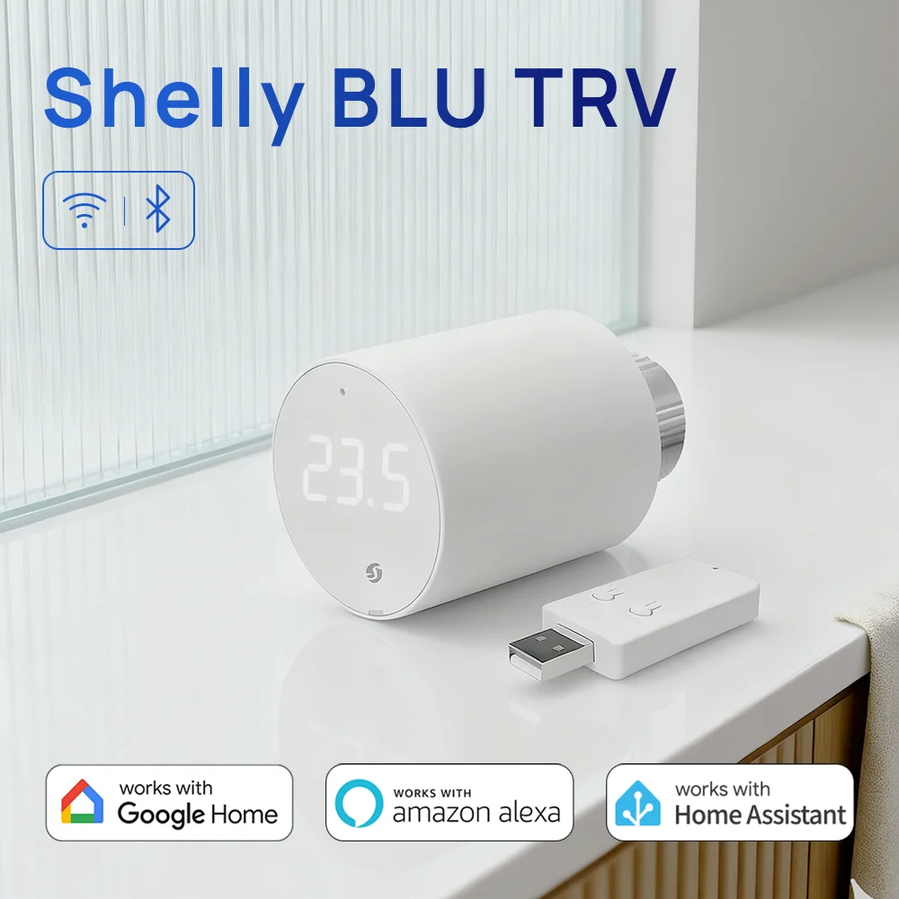 

Shelly BLU TRV Wifi Radiator Actuator Valve Thermostatic Radiator Valve Temperature Bluetooth Controller Support Alexa Google H